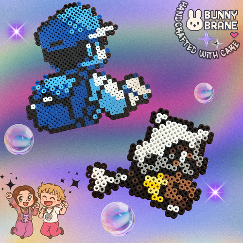 Handcrafted Pixel Bead Art – Blue Trainer + Cubone Bundle